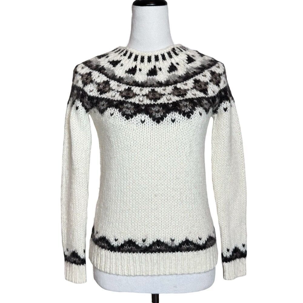Loft Fair Isle Sweater Wool Alpaca Mohair Blend XS Petite Nordic Heritage Y2K